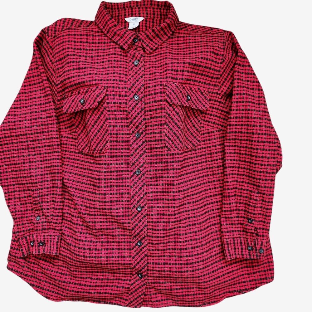 Duluth 3X Red Black Houndstooth Double Brushed Folklore Flannel Shirt Cabincore